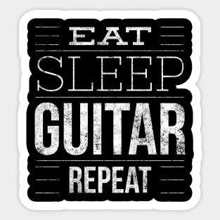 Eat Sleep Guitar Repeat White Letter T-shirt Sticker